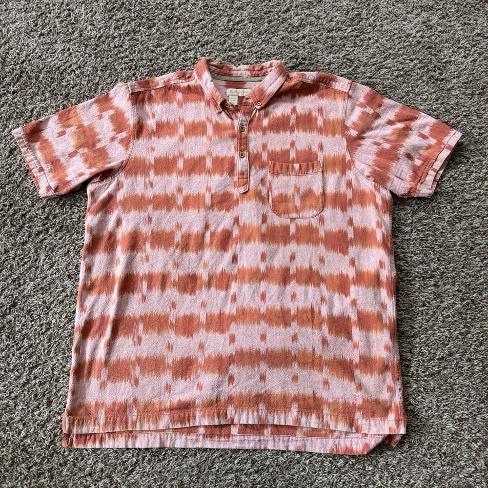 THE TERRITORY AHEAD MEN XXL 2XL TALL COTTON TEXTURED BUTTON SHIRT ORANGE HEAVY